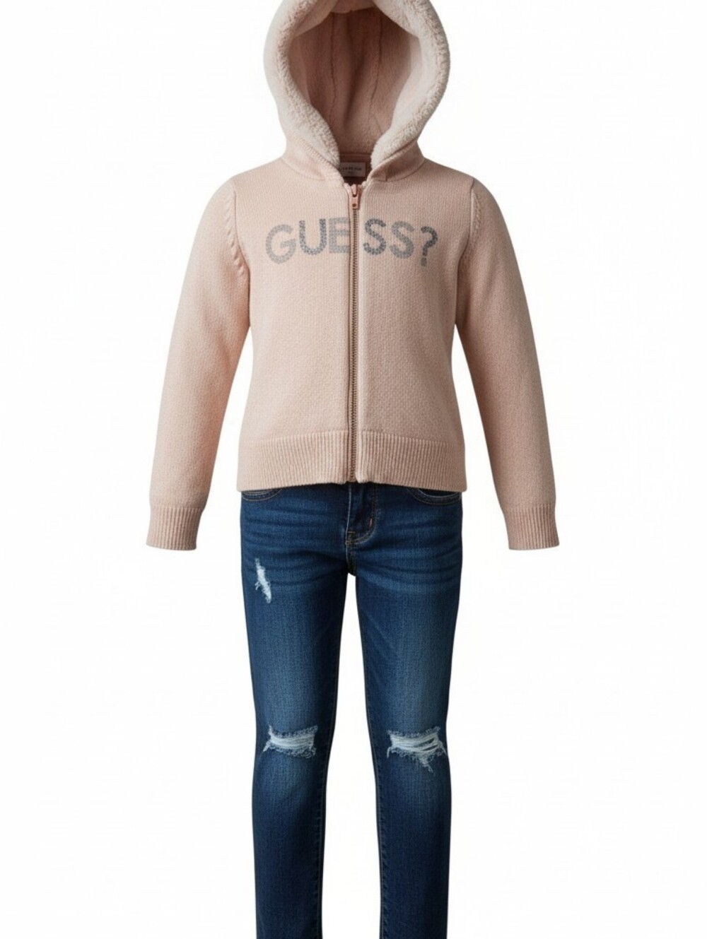 GUESS Girls Hooded Jacket 4 & Distressed Jeans Set Size 3T